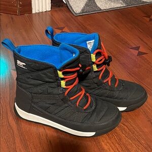 Sorel Black Boots with Red and Blue Accents